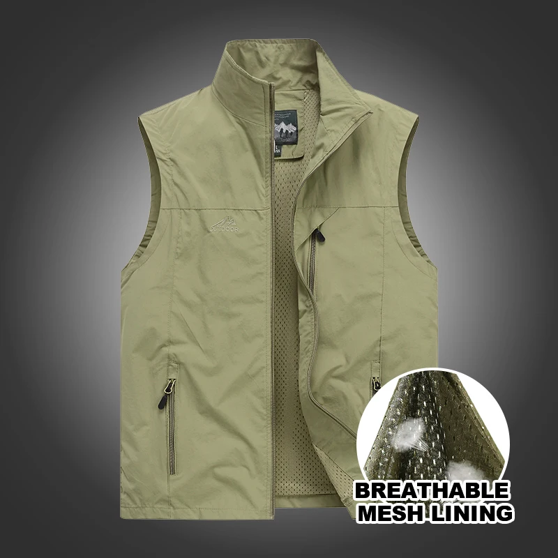 

Summer Men Tactical Hiking Fishing Vest Photographer Waistcoat Outdoor Leisure Male Thin Cargo Jacket Vests S-6XL Men Clothing