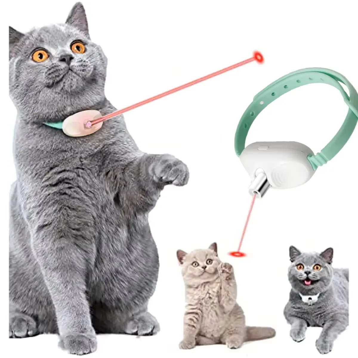 Cat Laser Toy USB Rechargeable Cat Collar with LED Light Laser Pointer Cat Toys Interactive Toys for Indoor Cats Kitten Toys