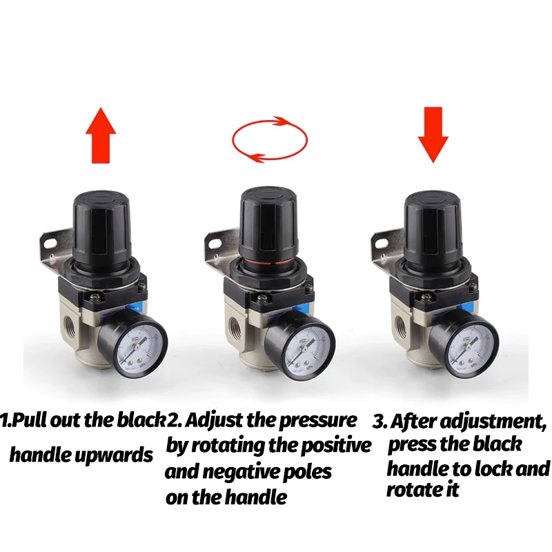 AR2000 G1/4 Mini-Luftdruckregler, verstellbares pneumatisches Reduzierventil mit Manometer für Kompressor AR3000-03 AR4000-04 – Detail 3