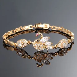 Fashion Swan Women's Bracelet Classical Gold  color Zircon Chain Link Jewelry Bracelet