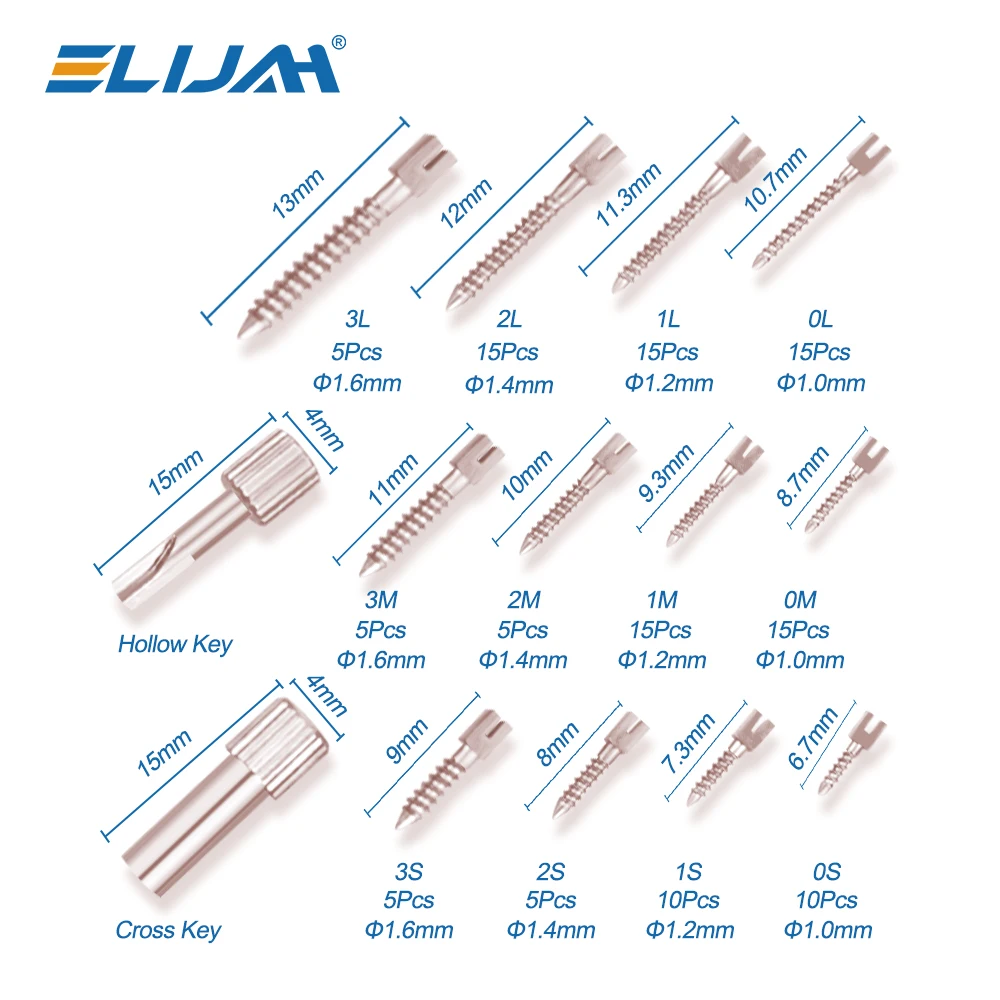 ELIJAH 120Pcs Dental Screw Posts Pure Titanium Gold Plated Screw Post S/M/L Threaded Nail Teeth Fixed Tools Dentistry Materials
