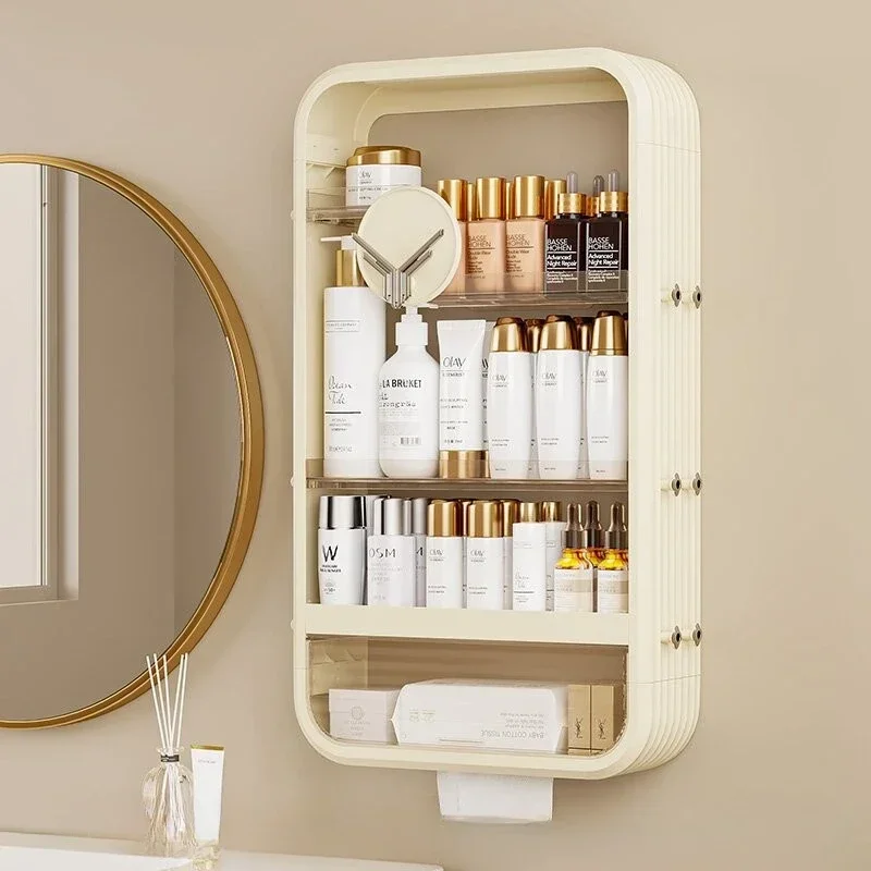 

Multilayer Cosmetic Organizer Transparent Visual Wall Shelf Stable Load-Bearing Bathroom Storage Cabinets for Efficient Storage