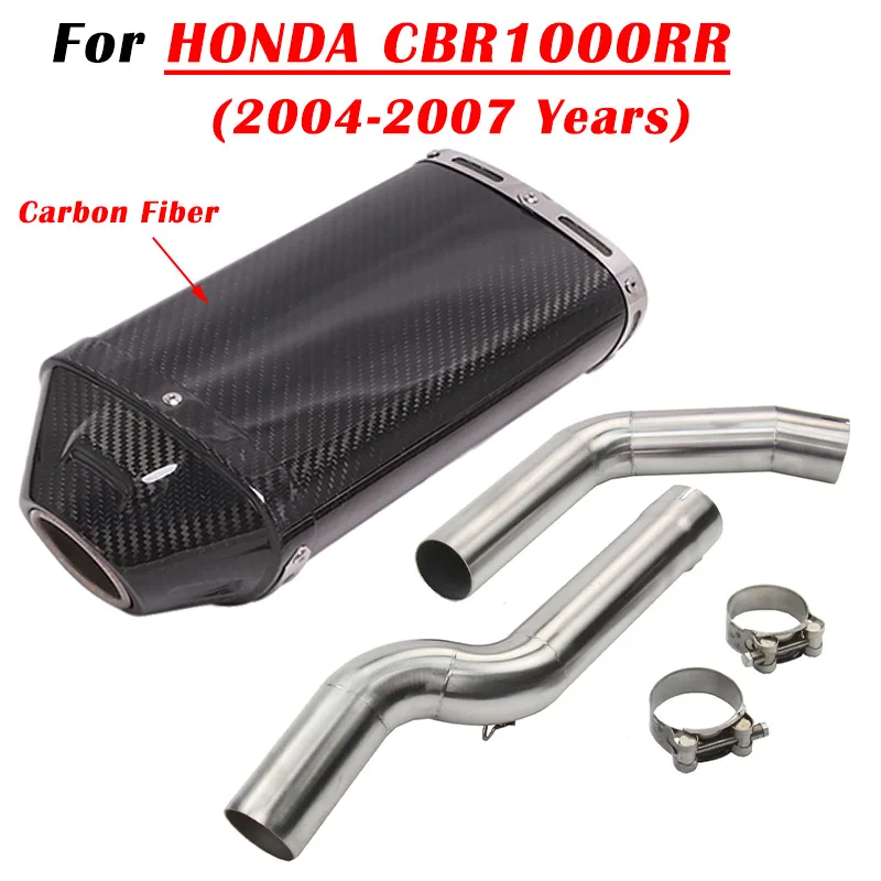 For HONDA CBR1000RR CBR600RR F5 2003 - 2023 2024 Motorcycle Exhaust Escape Modified Carbon Fiber Muffler With Middle Link Pipe