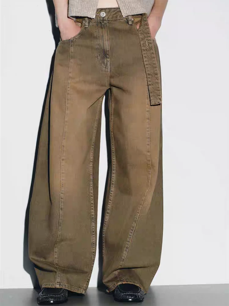 الراقية منخفضة الخصر فضفاض أنبوبي المرأة الجينز مجموعة الشتاء الجديدة تنوعا السراويل الطويلة غير رسمية Ele الصينية Sle #2