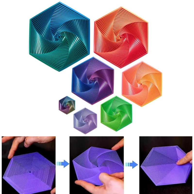 3D Printing Desktop Stress Relieving Toy Children's Birthday Gift Geometric Fidget Toy Fractal Fidget Hexagon Decompression Toys