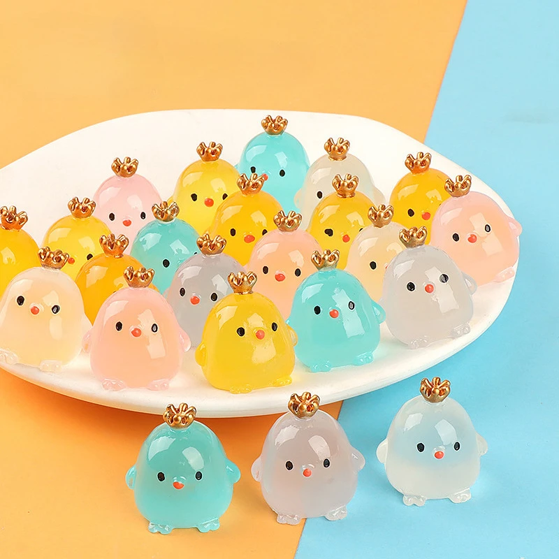 6pcs/lot Cute Glow in The Dark Chicken Car Decor, Mini Nightlight Figurines for Home & Auto