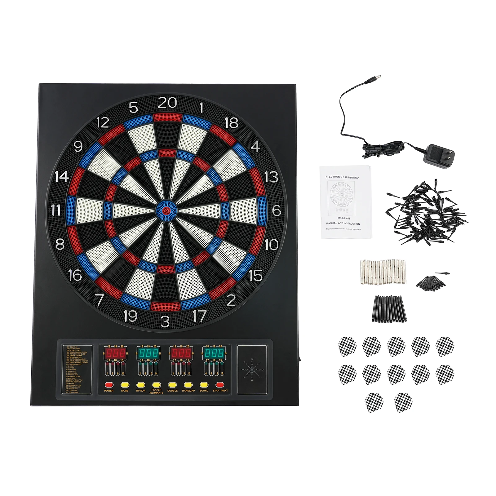 16-Player Electronic Dartboard, 27 Games & 243 Variations with Soft-Tip Darts, LED Scoreboard for Home/Office/Party