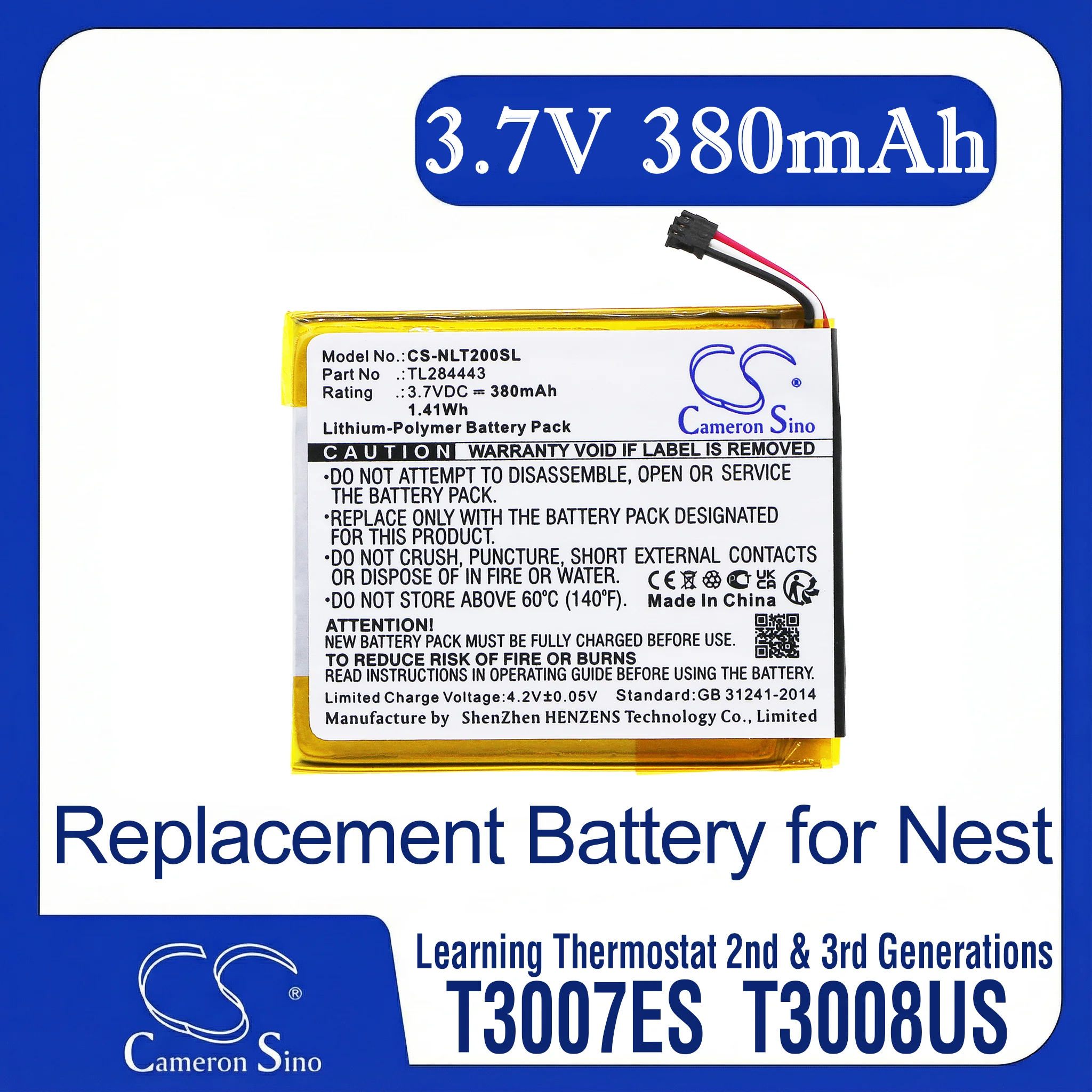 Cameron Sino Replacement Battery for Riester  L Otoscopes, Laryngoscopes, Ophthalmoscopes,, Fits P/N 10691,Ri-accu