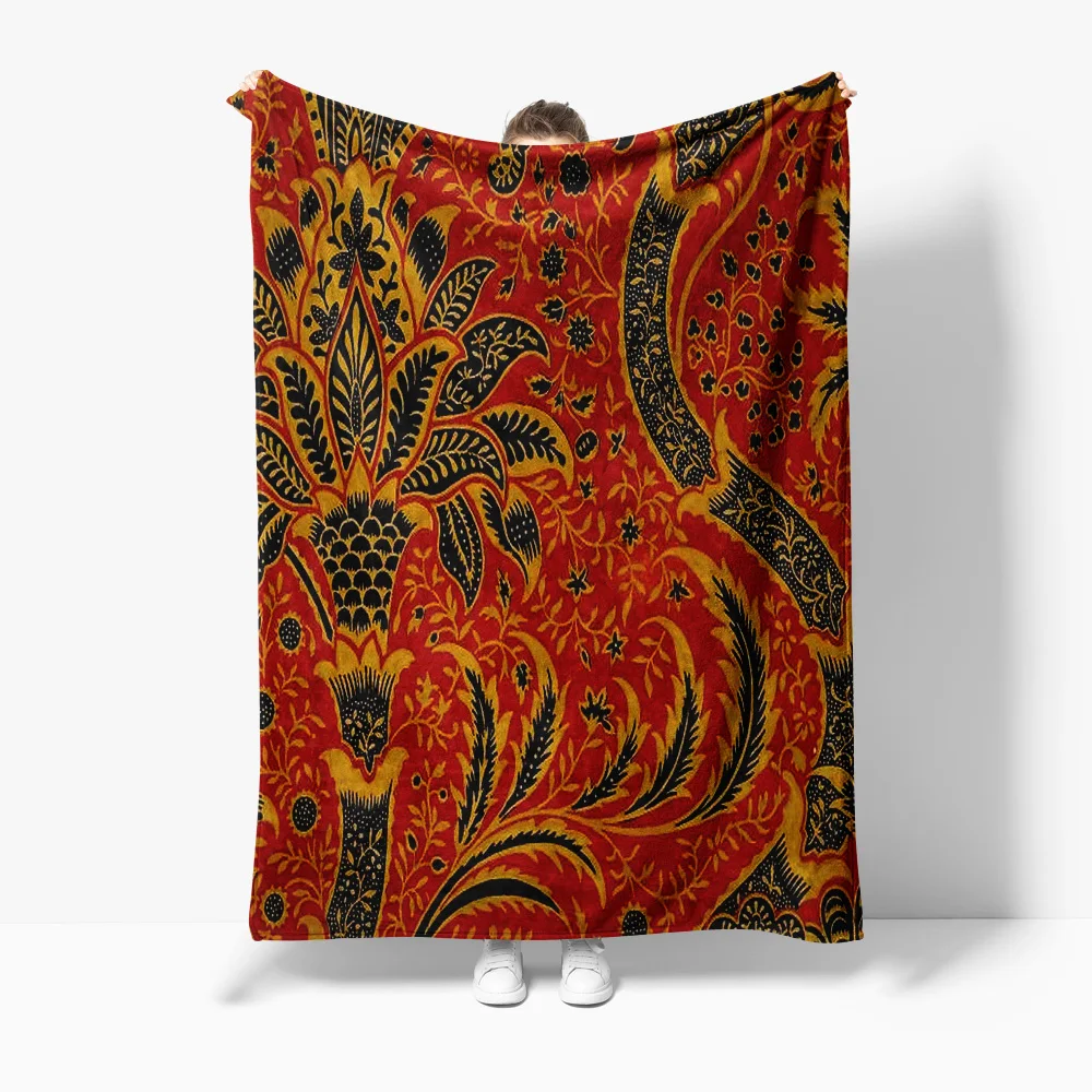 

Vibrant Ethnic Batik Blanket Red Black Floral Pattern Sofa Bed Throw Decorative Cushion Cover Gift