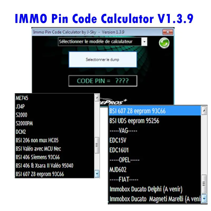 

Для Psa O-pel F-iat Vag разблокированный PIN-код на многих ЭБУ можно декодировать сбросить калькулятор контактного кода IMMO V1.3.9 Программное обеспечение для автомобилей