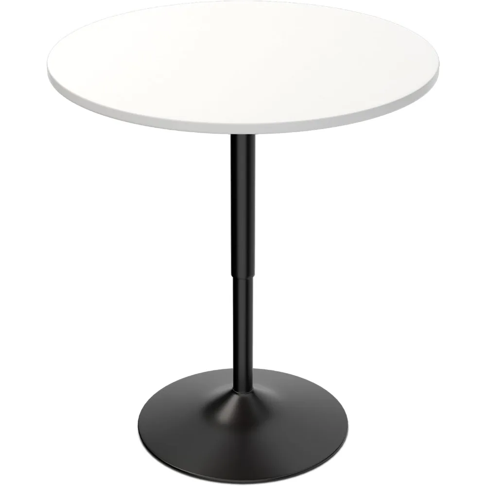 

Adjustable Height 31 Round Bar Table with Enlarged Base, 26-35, White for Living Room, Patio, Bistro, and Café