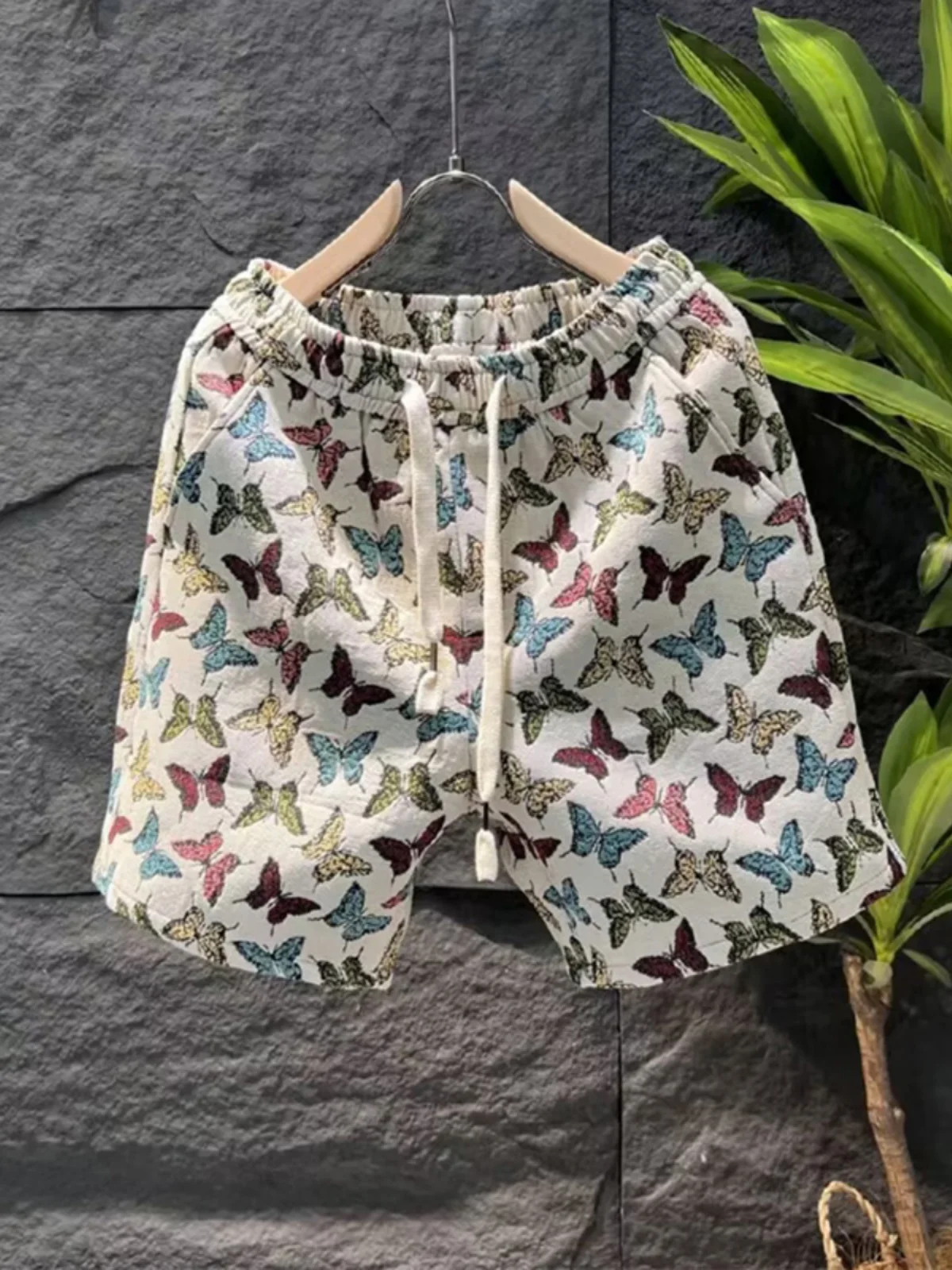 

Casual Flower Men's orts Summer Trendy Loose Spor Five-Quarter Length Youthful Vitali ket Detail Iron-Free