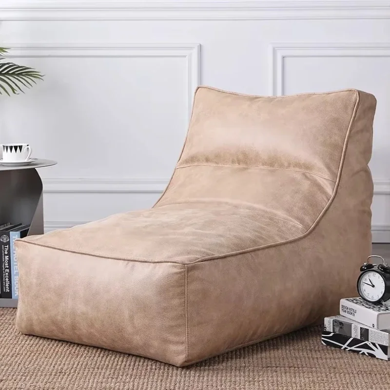 OTAUTAU Filled Lazy Sofa Bed with Filler Recliner Faux Suede Leather Pouf Ottoman Footstool  Bean Bag Sofas Chair Couch SF005