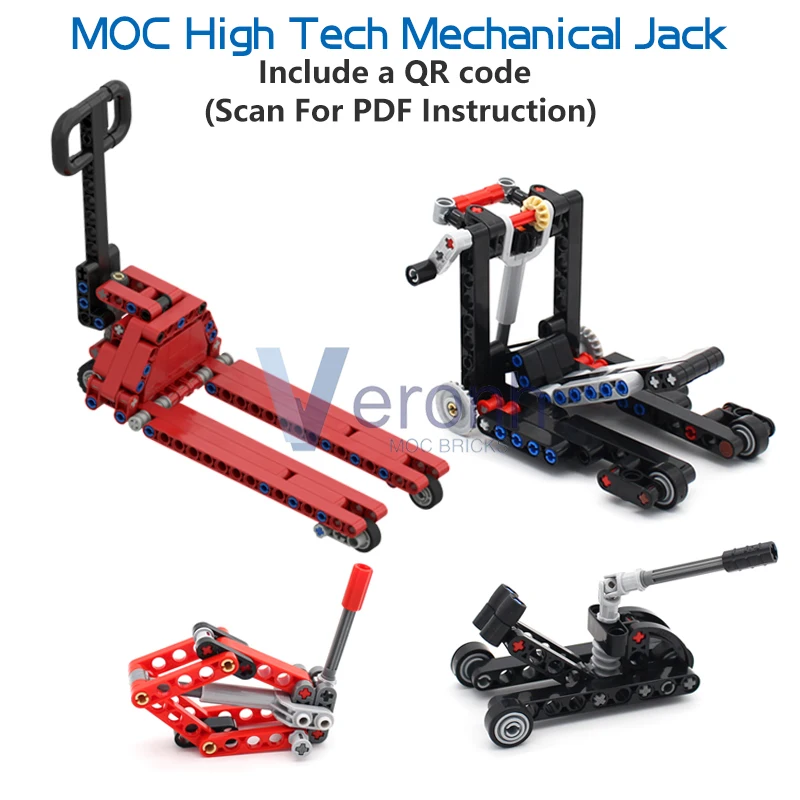 MOC Technical Car Jack Stand Building Blocks Mechanical Scissor Lifter Rocker Hand-operated Lifting Tool Construction Bricks Toy