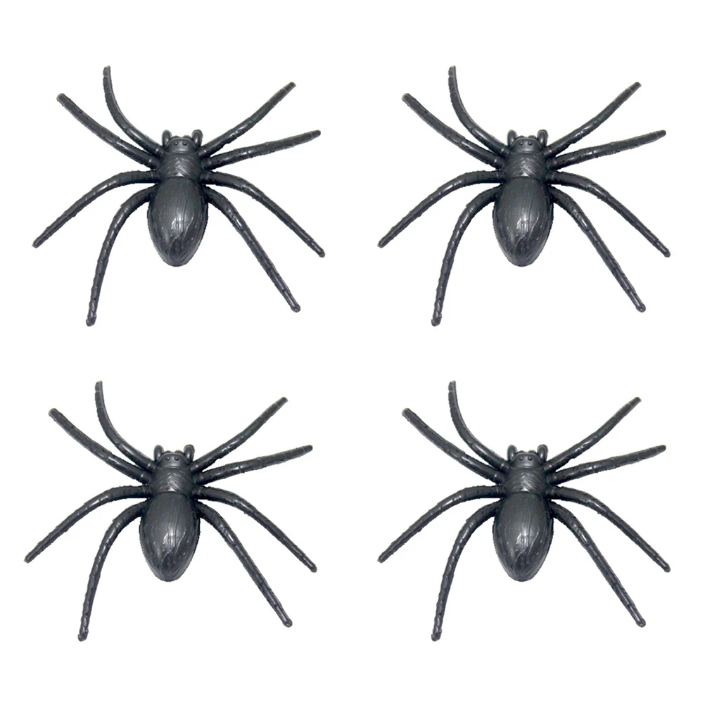 

4 Pcs Plastic Spider Fake Colorful Prank Halloween Artificial Spiders Face Realistic Props