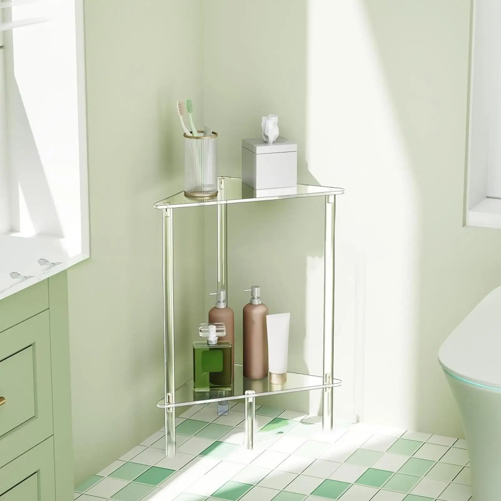 

End Table Transparent Compact Storage Desk Side Table For Small Spaces For Bedrooms Living Rooms Dormitory Restaurant Apartment