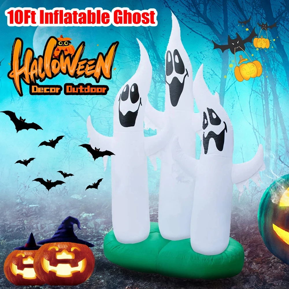 

Halloween Decoration 10Ft Inflatable Ghost with LED Light Ghost Blow Up Giant Scary For Holiday Party Yard Garden Decor Supplies