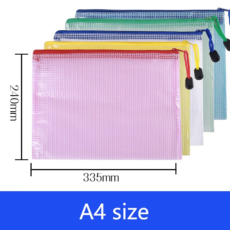 5PCS/10PCS/20PCS Transparante Bestand Zakken Pvc Raster Rits Zakken A4 A5 Document Zakken Raster Zakken