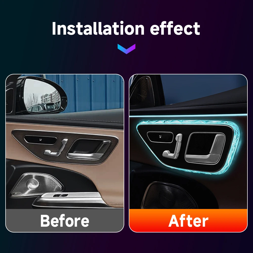 For Mercedes Benz C GLC E Class W206 X254 W214 EQE EQS Car Crystal Door Handle Light Frame Trim Cover Decoration Accessories