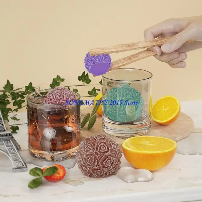 

F42F Silicone Molds Rose Flower Ball Scented Mold for Aromatherapy