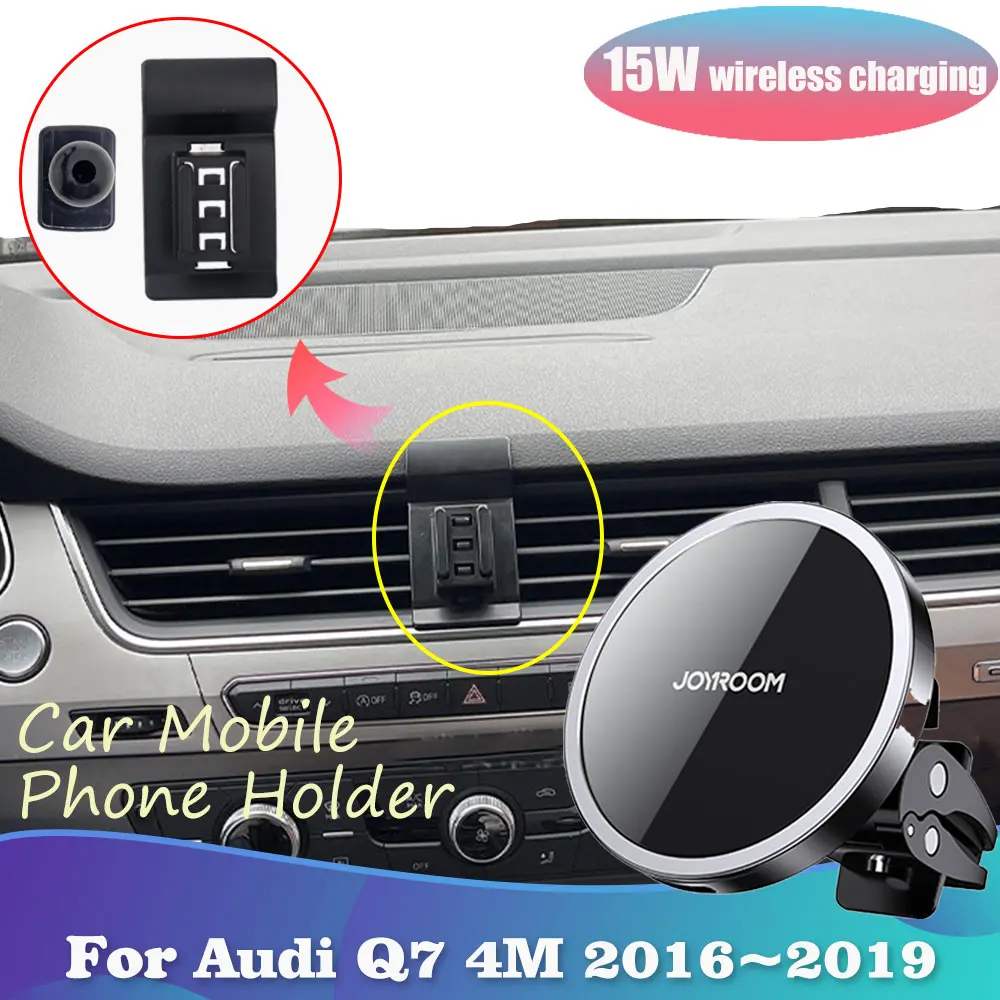 

Phone Holder for Audi Q7 4M 2016~2019 2017 2018 Magnetic Air Vent Clip Stand Support Wireless Fast Charging Accessories iPhone