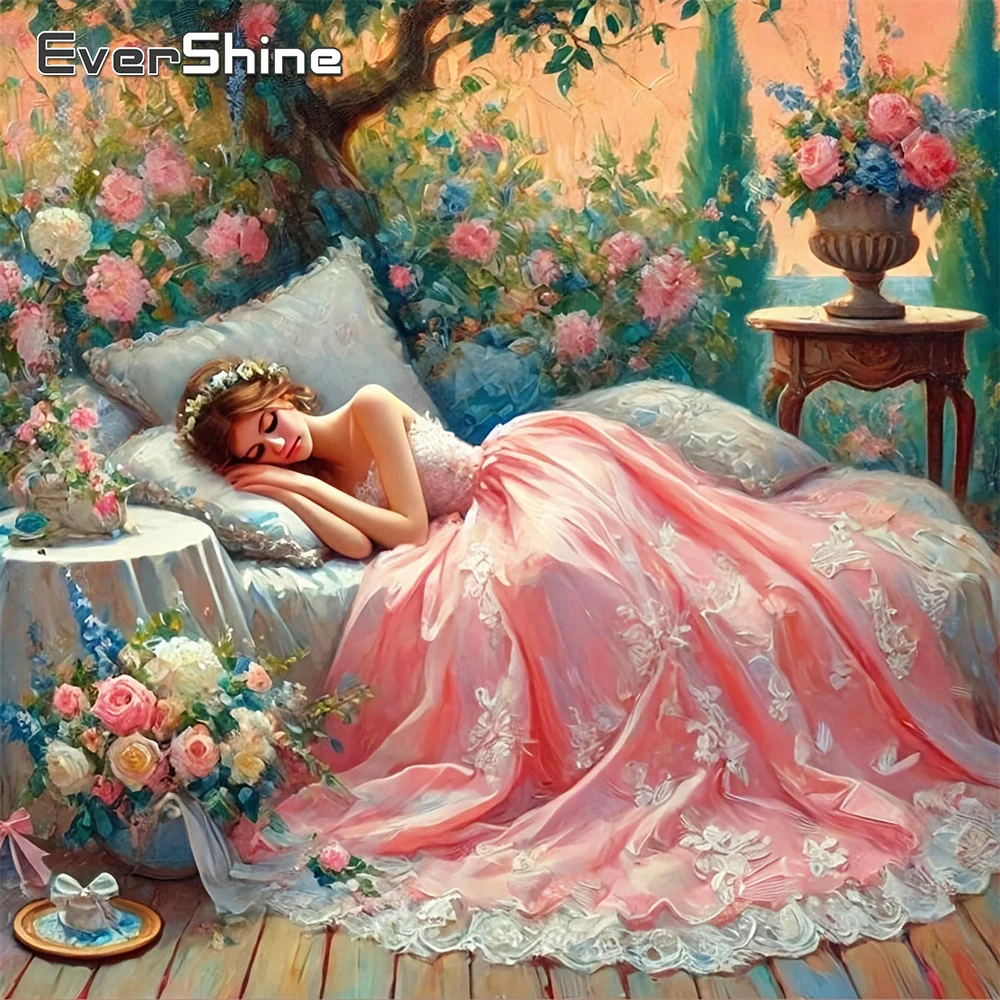Evershine Diamant-Mosaik 5D Porträt Vollquadrat-Stickerei Mädchen Strass-Bild Malerei Rose Handgemachtes Geschenk