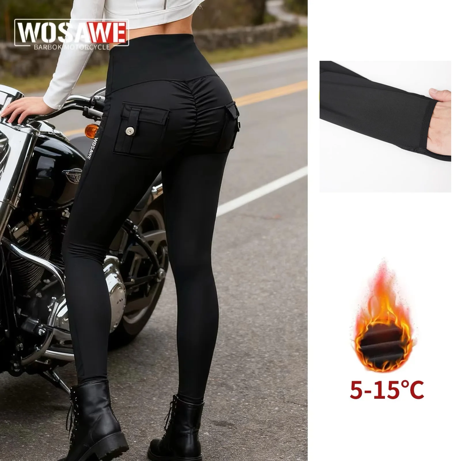 

WOSAWE Winter Motorcycle Pants Women Moto Pants Lady Slim Fit Bicycle Trousers Butt Lifting High Waisted Tight Fit Pants