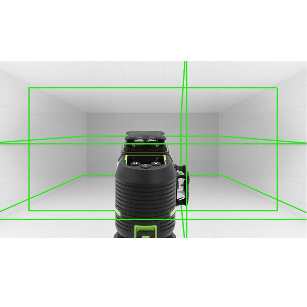 Industrial Grade Green Beam Cross Line Laser Level 360 Self-Leveling Lithium Battery Rotary 16 Line 20m Detection 1mm/7m