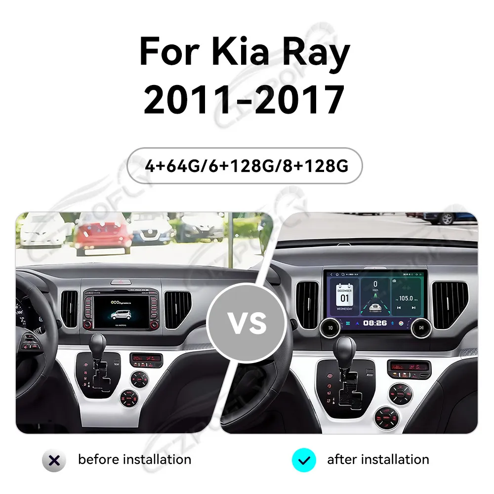 

Автомагнитола Lizpofly Upgrade 11.5 дюймов для Kia Ray 2011–2017 с беспроводными Carplay и Android Auto, сенсорным экраном и GPS-навигацией