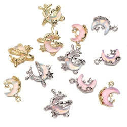 1pcs Metal Alloy Glass Star and Moon Pendant Earring Findings for Diy Jewelry Findings Fashion Crafts
