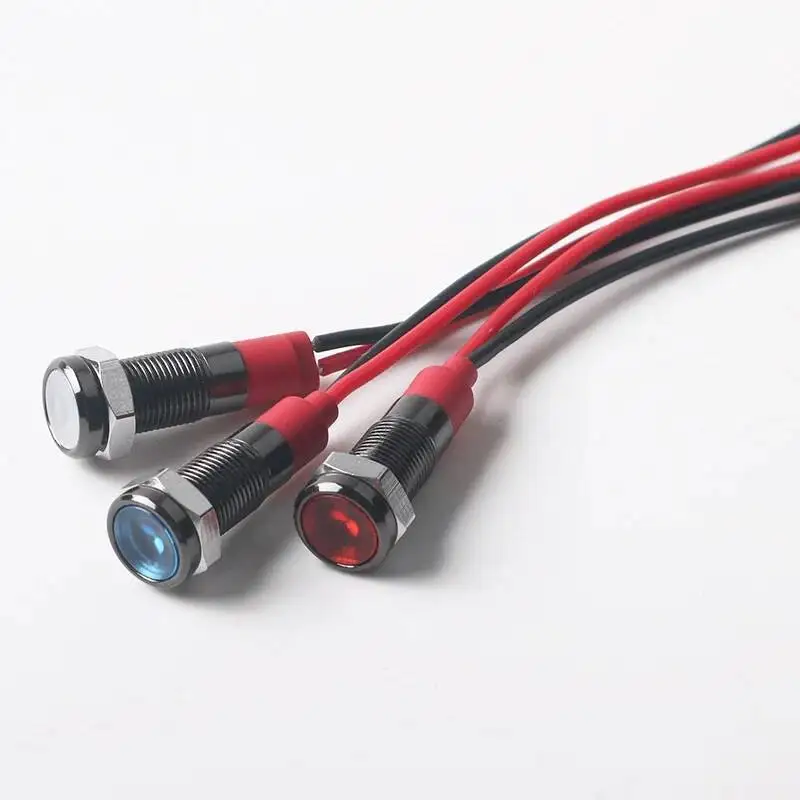 5pcs 6mm 3v 12v Metal Indicator Light Signal Lamp Warning Pilot Light With LED Black Housing Power view 3