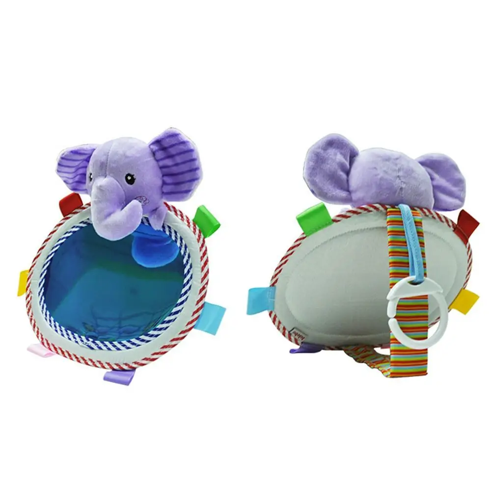 Cartoon Tier Plüsch Spielzeug Baby Auto Rückspiegel Sound Farbige Etiketten Baby Kognitive Spiegel Spielzeug Tisch Unterstützung mit Haken
