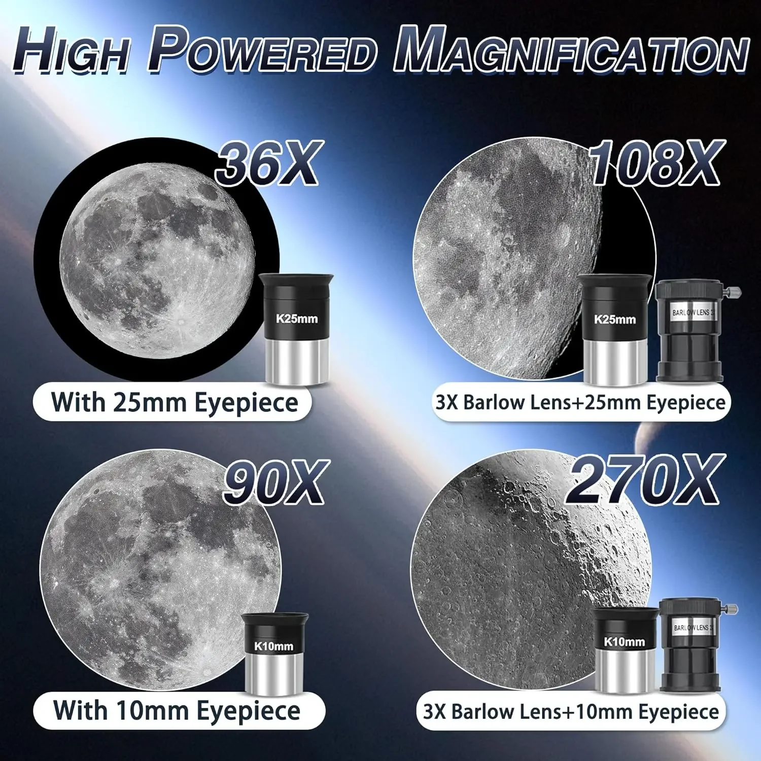 Telescopio refractor astronómico de 90 mm con apertura de 900 mm para adultos de alta potencia - Telescopios profesionales multicapa f