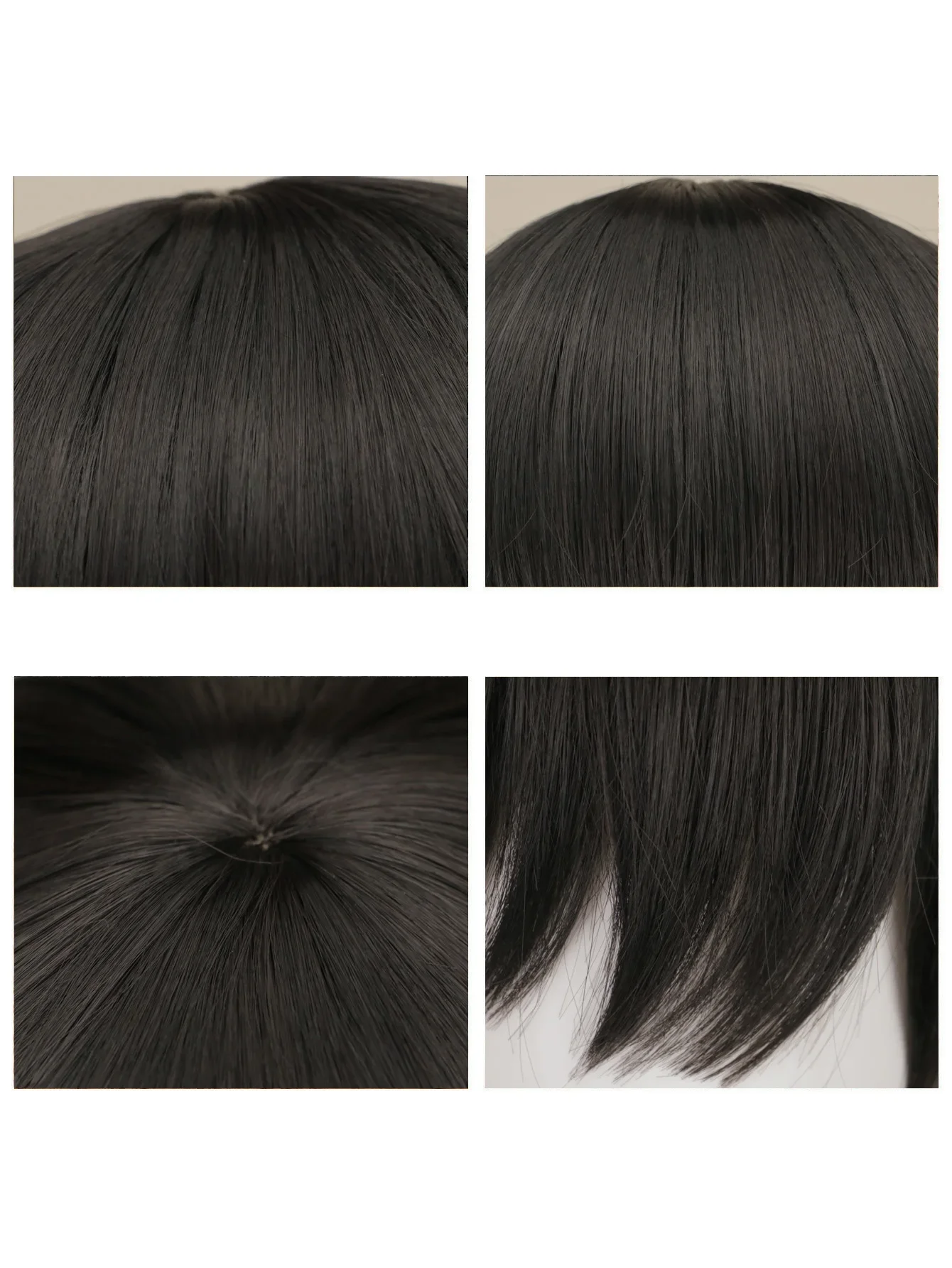 QQXCAIW Short Hair Cosplay Wigs Male Women Party  Black High Temperature Fiber Synthetic Hair Wigs Short Black Cosplay Wig