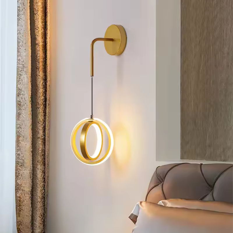 מודרני LED אור יוקרה זהב טבעת תאורה לצד המיטה בחדר שינה נורדי פשוט סלון יצירתי מעבר מסדרון פמוט דקור מנורה