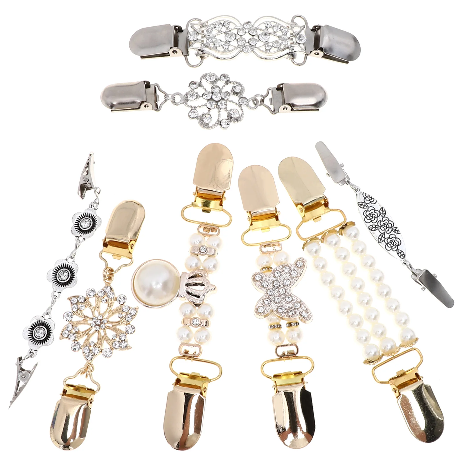 

8pcs Vintage Style Sweater Shawl Clips Premium Alloy Clothing Accessories For Women Retro Dress Scarf Clasp Pins Party Wear Gift