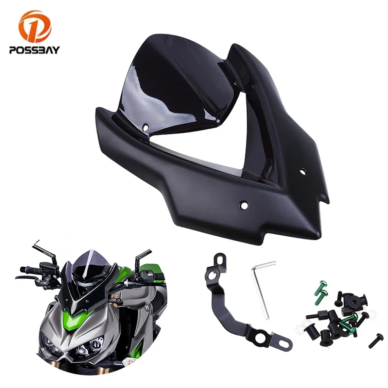 

POSSBAY Motorcycle Windshield Deflector Visor Viser Windscreen Scooter Motorbike Windshields for Kawasaki Z1000 2015 2016