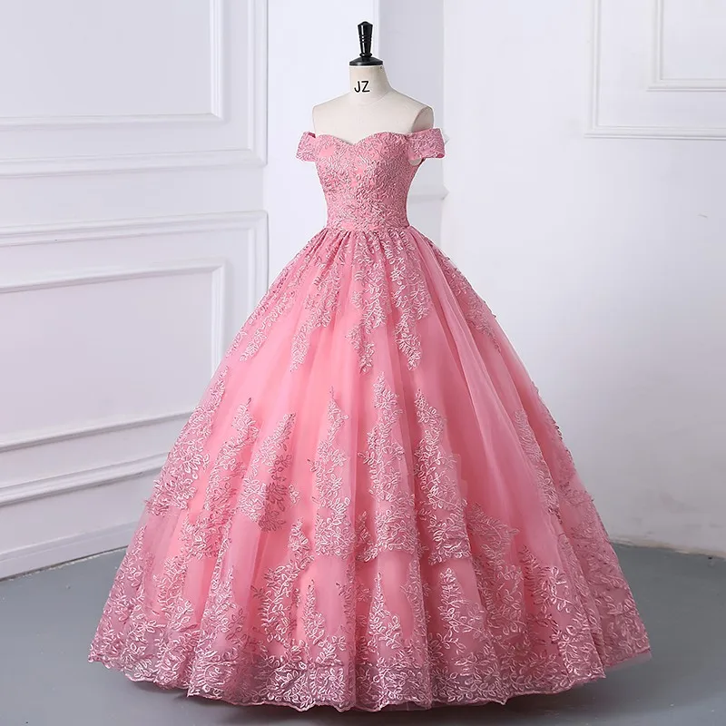 2024 Spitze Quince anera Kleider elegant aus der Schulter Ballkleid Party Abschluss ball Prinzessin Vestidos de Quinseanera