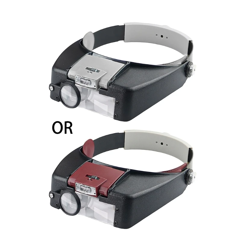 LED Headband Magnifier Hands Free Magnifying Glass For Jewelry Loupe Watch Electronic Repair 1.5X/3X/6.5X/8X Lens Loupe