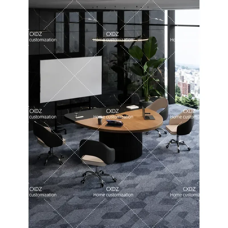 Ji Free Solid Wood Oval Small Conference Table 4 People Light Luxury Premium Office Reception Negotiation Table Meeting Table