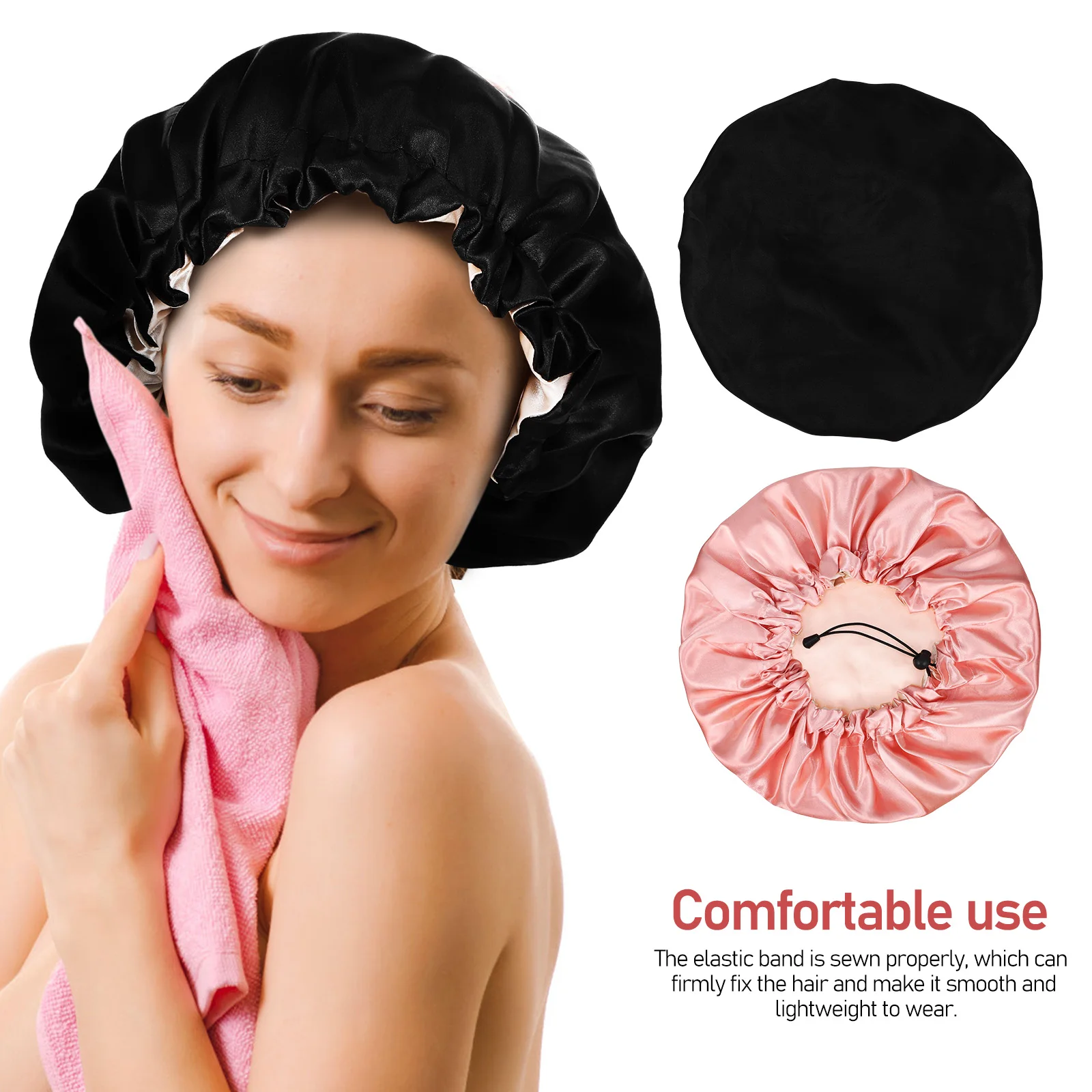 

4pcs Satin Sleep Bonnet Silk Caps Hair Protector Wrap Lightweight Portable Adjustable Comfortable Travel Use