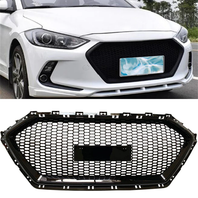 

For Honeycomb Style Racing Grills Hyundai Elantra ABS Front Bumper Splitter Cover Accessories CAR Grill Body Kit 2016-2021 Year