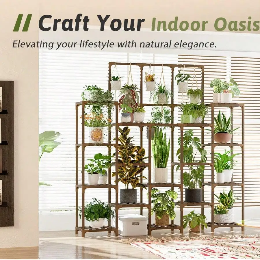 Large Plant Stand Indoor Outdoor 63" Tall Plant Shelf For Plants 14-Tier Large Plant Sheves For Living Room Heavy Duty Plant Rack Garden Balcony Patio Hanging Planter - view 5
