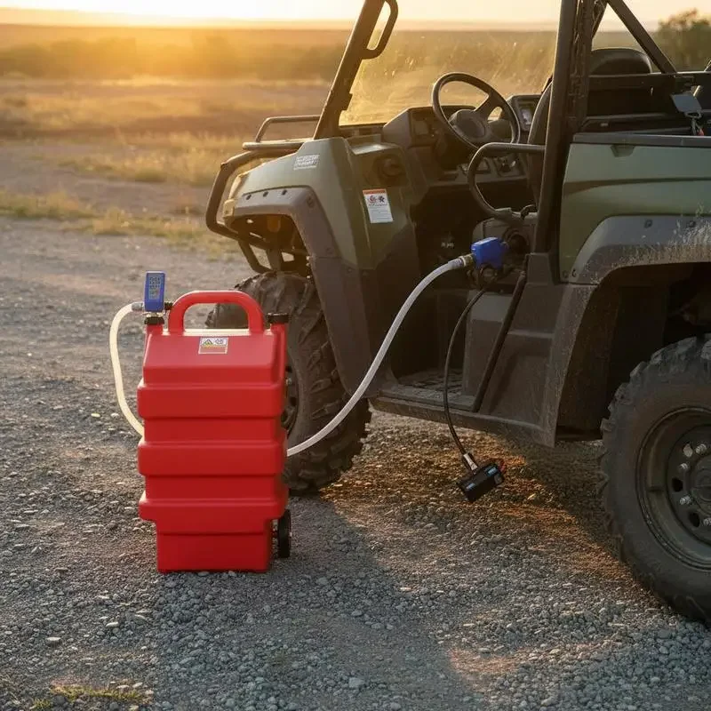 Chariot à carburant, 60 L, bidon de carburant avec pompe de transfert de carburant 12 V DC, tuyau de distribution de 1,2 m et buse à capteur d'arrêt automatique, adaptateur de réservoir, adapté au diesel et à l'essence, rouge