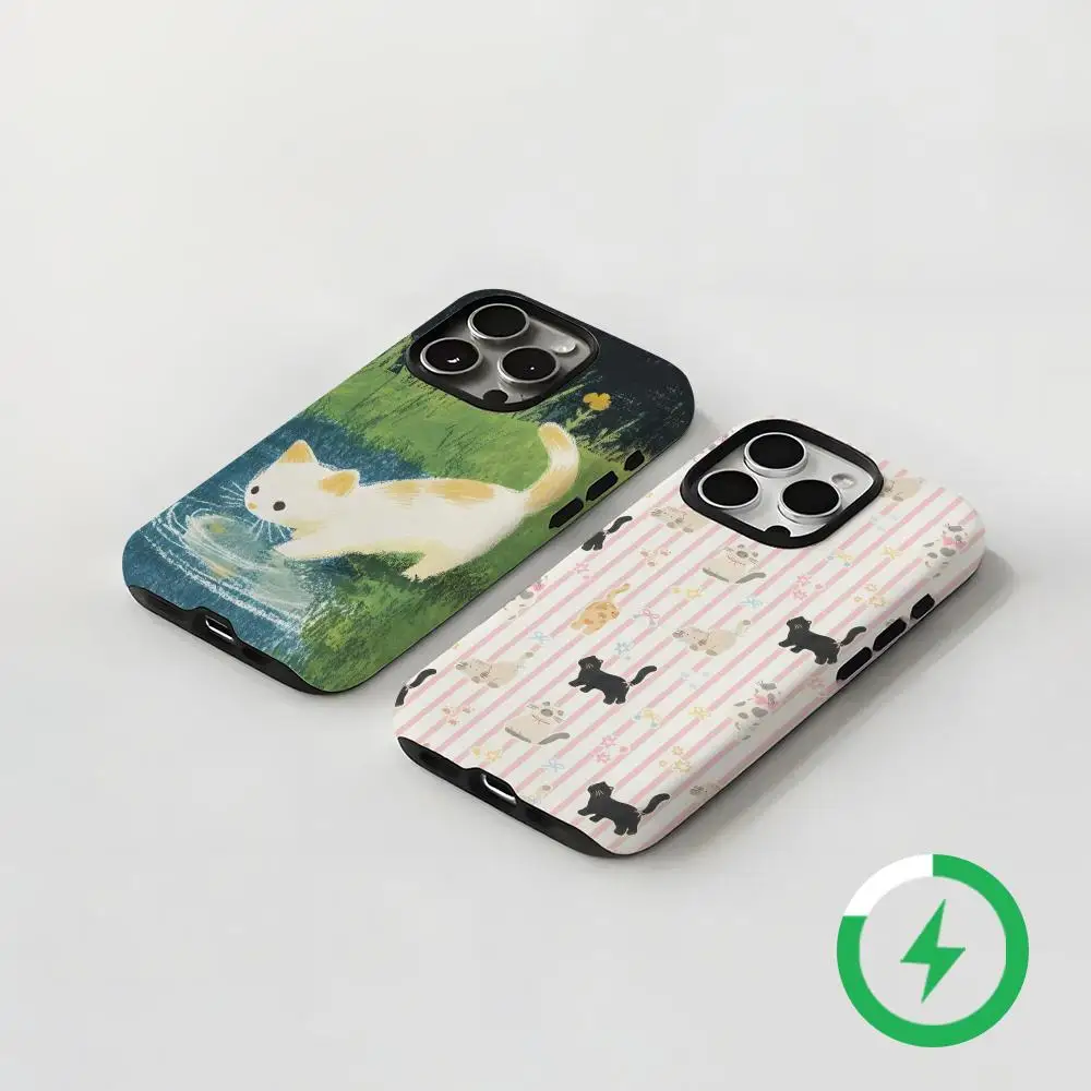 Cat  Phone Case Magnetic 2-in-1 Glossy shell For iPhone17 16e 16 15 14 13 12 11Pro Max Plus
