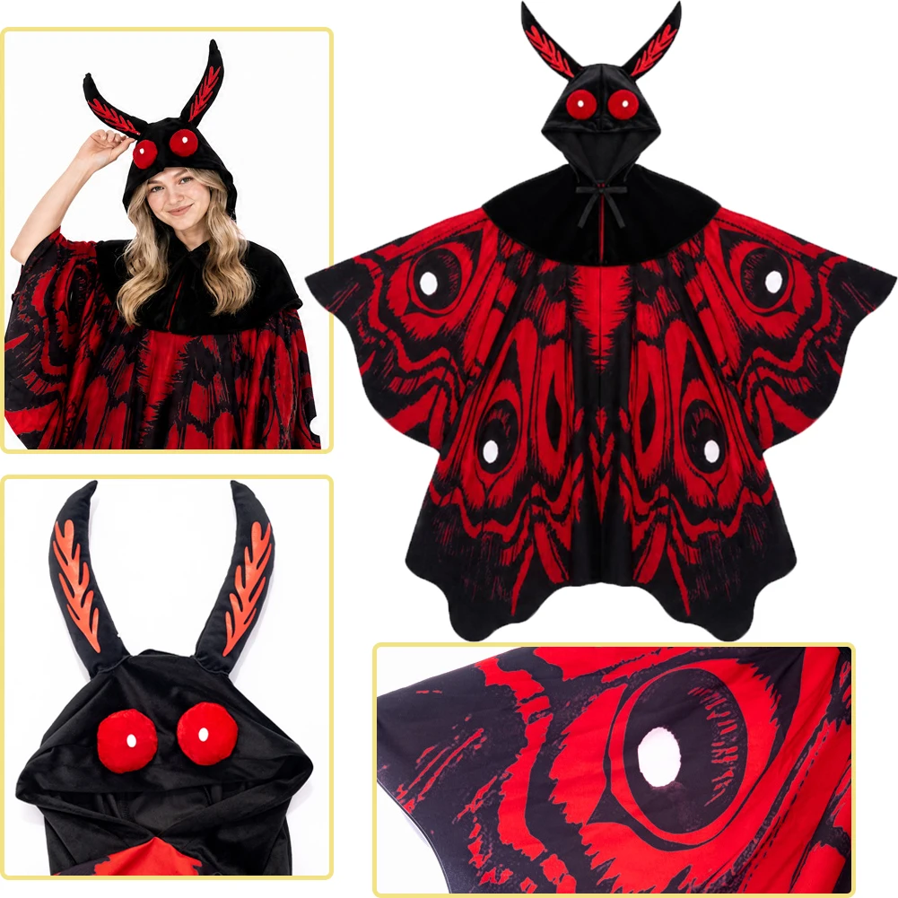 Moth Bat Cosplay Costume Hooded Cloak Stage Performance Clothes Roleplay Uniform Outfits Halloween Carnival Party Women Adult