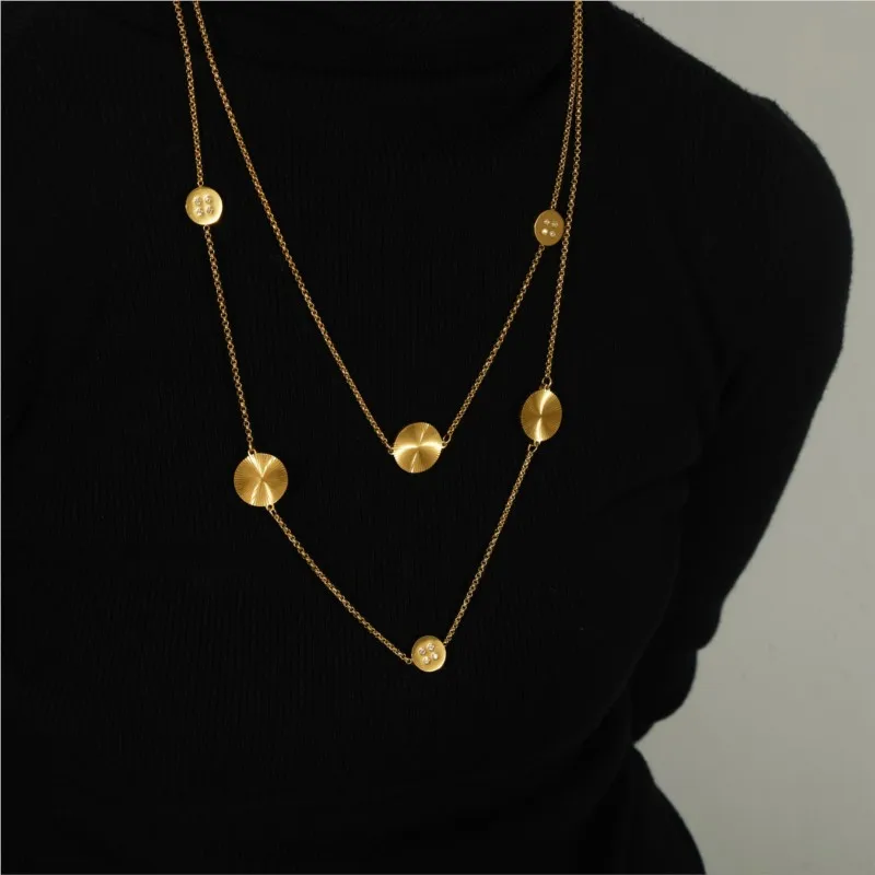 Fashion Stainless Steel Sweater Chain Necklace For Women Gold Plated Metal Pendant Women\'s Long Necklaces Choker Neck Chain