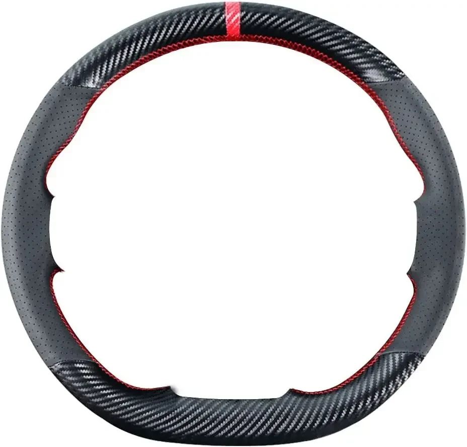 DIY Stitching Carbon Fiber Steering Wheel Cover For Nissan Rogue 2021 2022 Pathfinder 2022 Black Leather Interior Accessories view 3