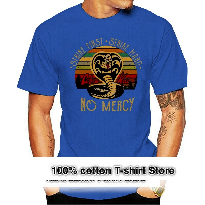 Cobra Kai No Mercy Karate First Strike Hard 80S Film Movie Vintage Men'S Cotton 2024 Fashion T Shirt Summer Style Men Clothes