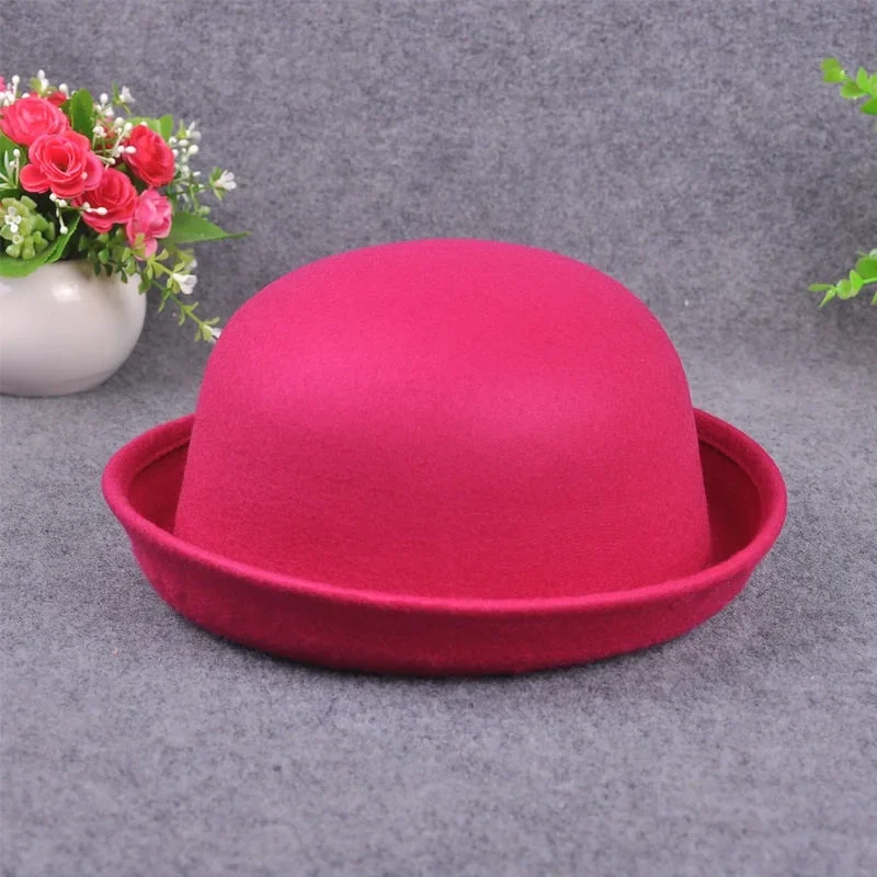 high quality lovely pink autumn winter vintage red fedoras womens hats men felt hat church hats chapeau femme